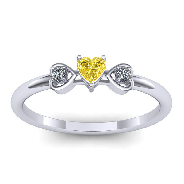 Inel logodna cu safir galben inima