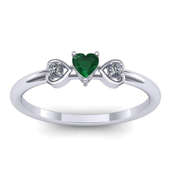 Inel logodna cu smarald inima