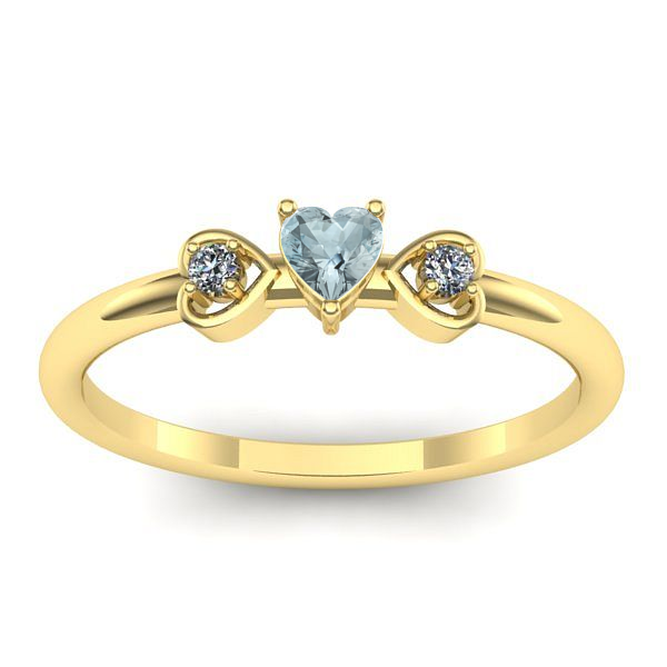 Inel cu aquamarin inima