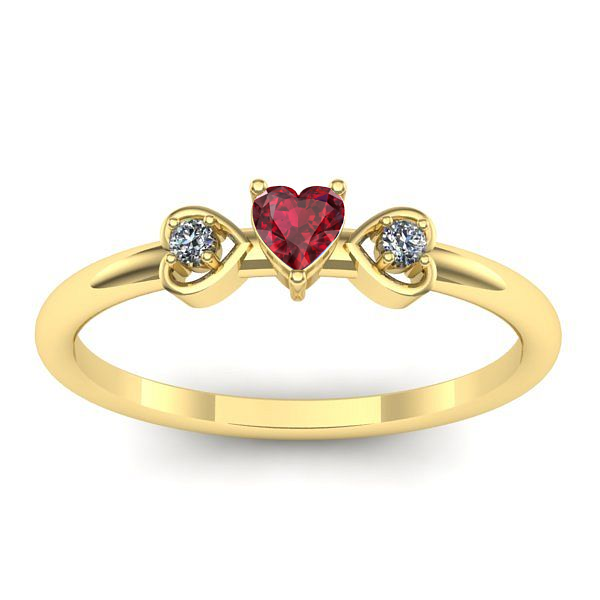 Inel logodna cu rubin inima
