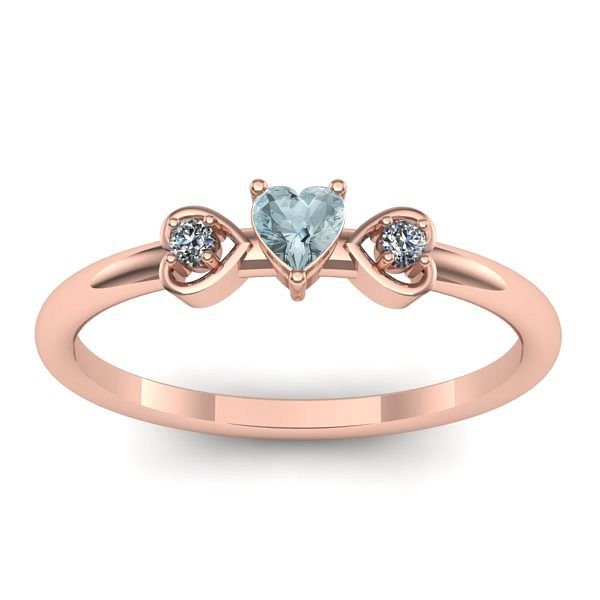 Inel de logodna cu aquamarin inima
