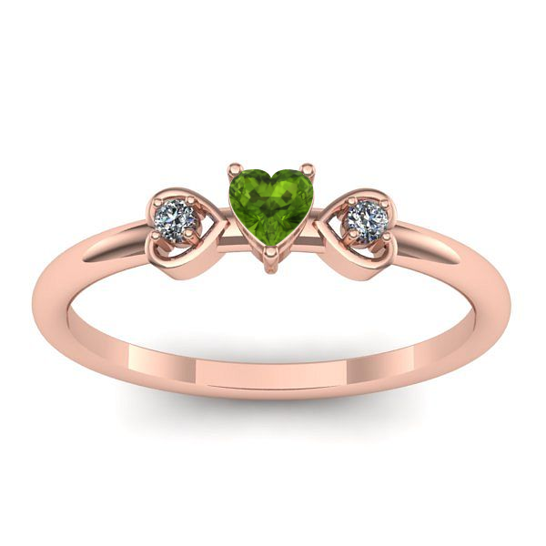 Inel logodna cu peridot inima