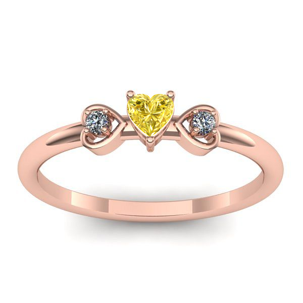 Inel cu safir galben inima