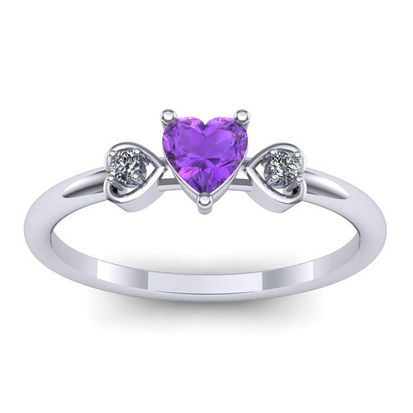 Inel cu ametist inima