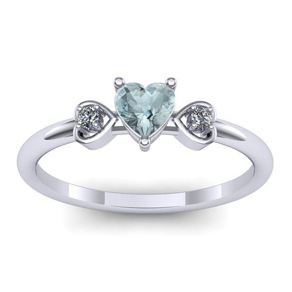 Inel de logodna cu aquamarin inima