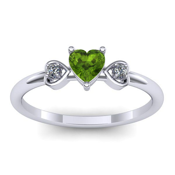 Inel logodna cu peridot inima