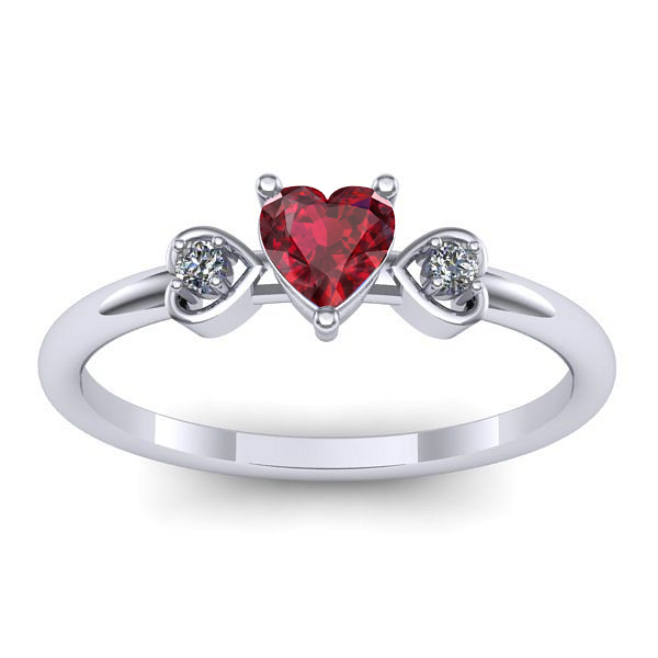 Inel logodna cu rubin inima