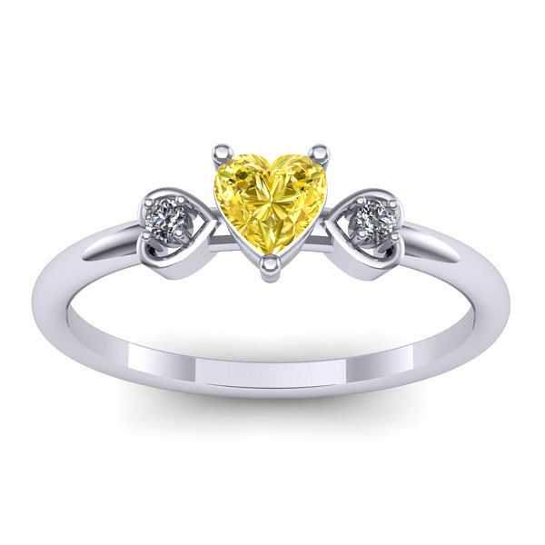 Inel cu safir galben inima