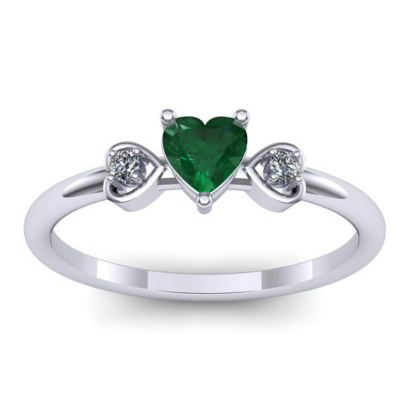 Inel logodna cu smarald inima