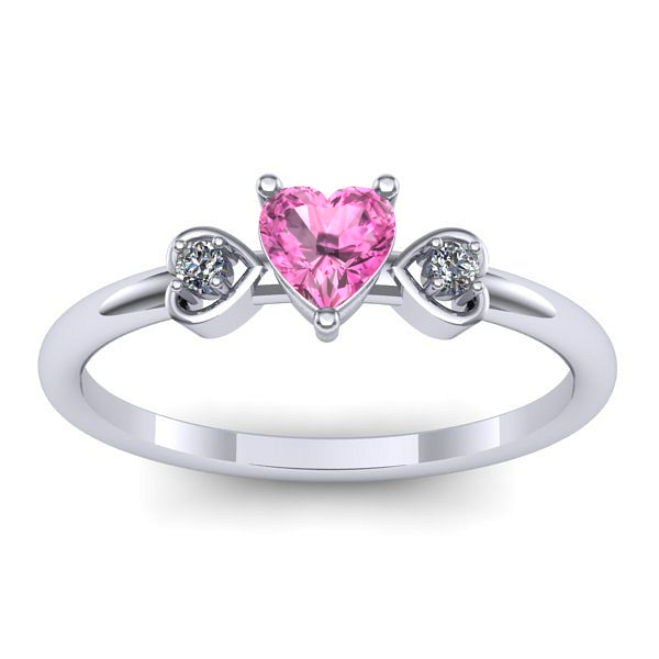 Inel de logodna cu safir roz inima