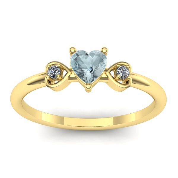 Inel de logodna cu aquamarin inima