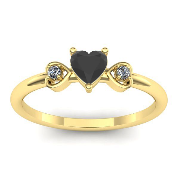 Inel logodna cu diamant negru inima