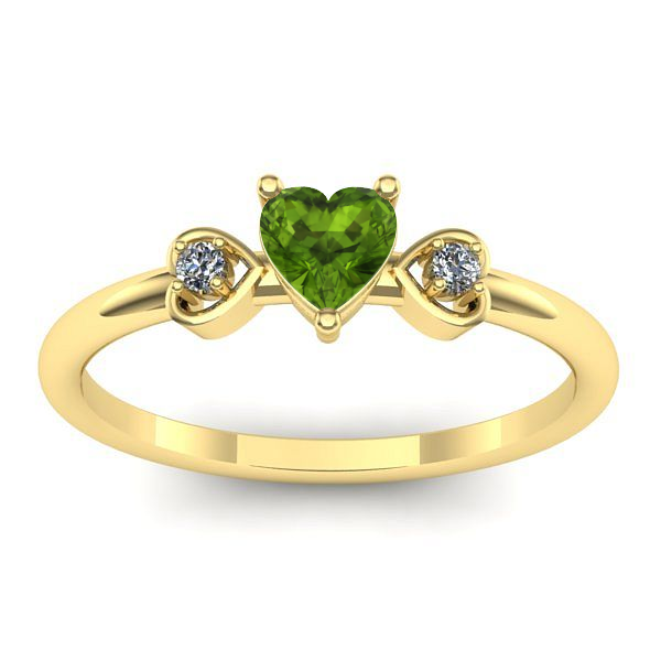 Inel de logodna cu peridot inima