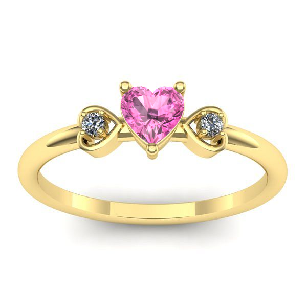 Inel de logodna cu safir roz inima