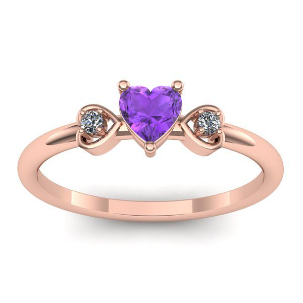 Inel cu ametist inima