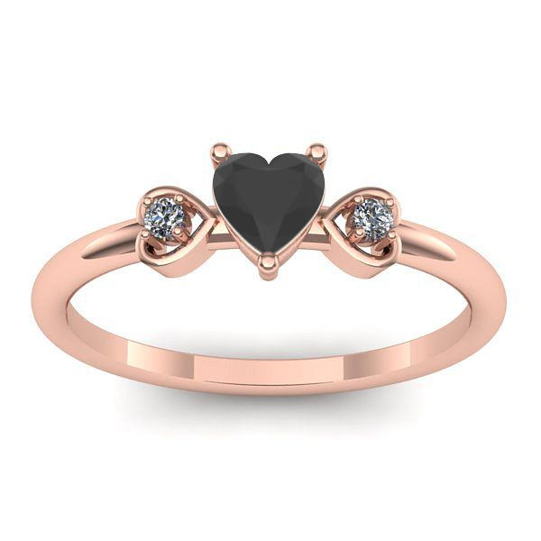 Inel cu diamant negru inima