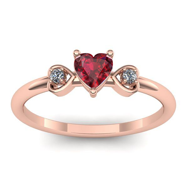 Inel logodna cu rubin inima