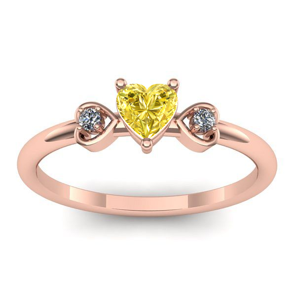 Inel logodna cu safir galben inima