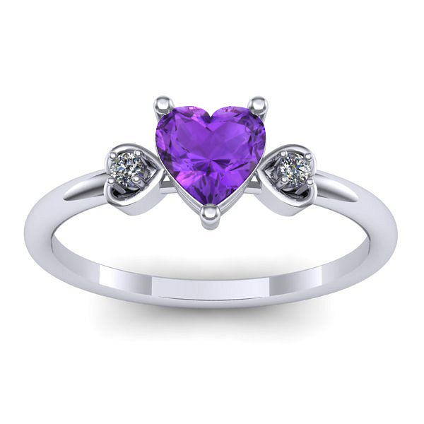 Inel logodna cu ametist inima