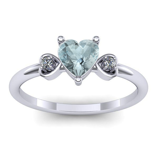 Inel logodna cu aquamarin inima