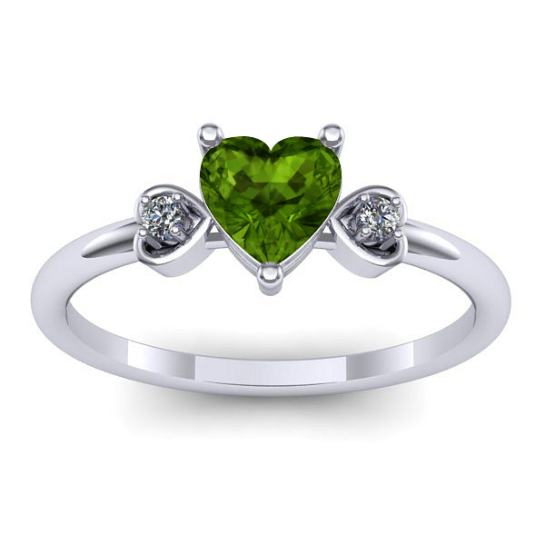 Inel logodna cu peridot inima