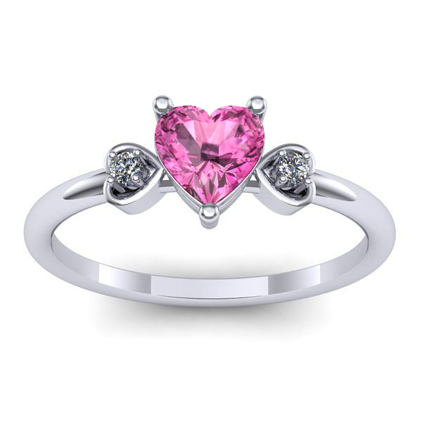 Inel logodna cu safir roz inima