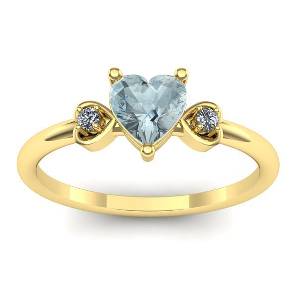 Inel de logodna cu aquamarin inima