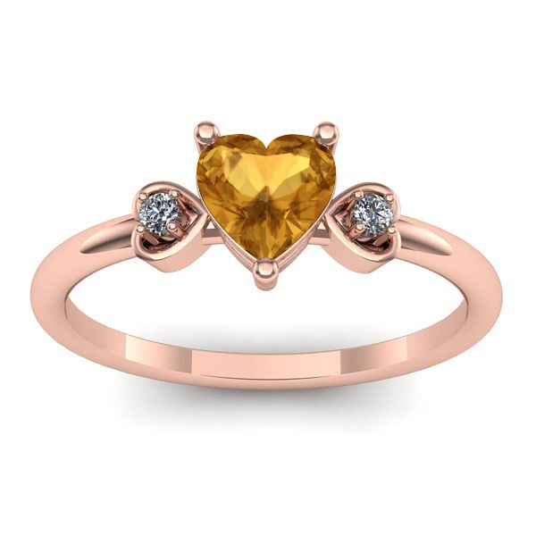 Inel logodna cu citrin inima