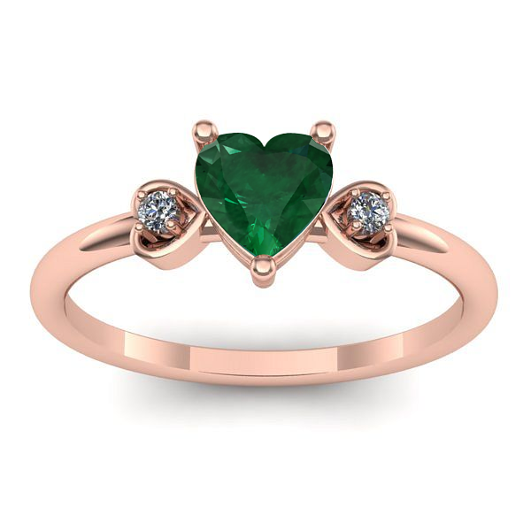 Inel de logodna cu smarald inima