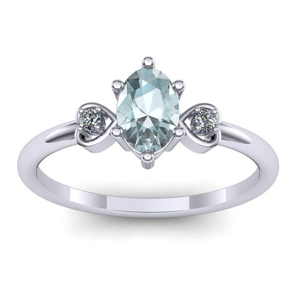 Inel de logodna cu aquamarin oval
