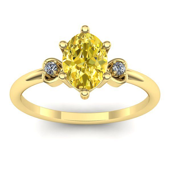 Inel cu safir galben oval