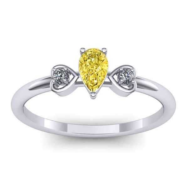 Inel logodna cu safir galben lacrima