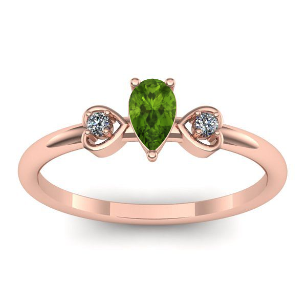 Inel de logodna cu peridot lacrima