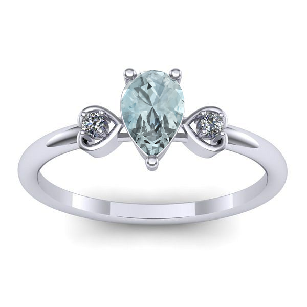 Inel logodna cu aquamarin lacrima