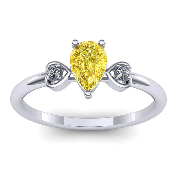 Inel logodna cu safir galben lacrima