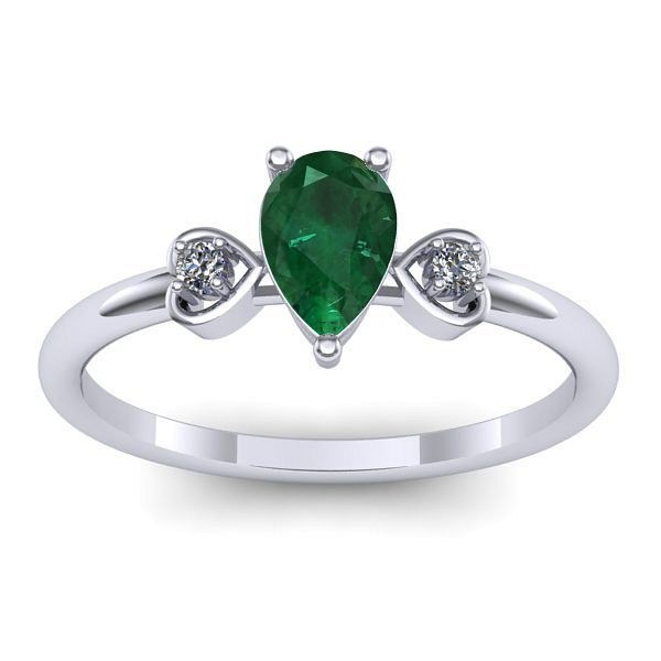 Inel logodna cu smarald lacrima