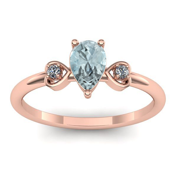Inel logodna cu aquamarin lacrima
