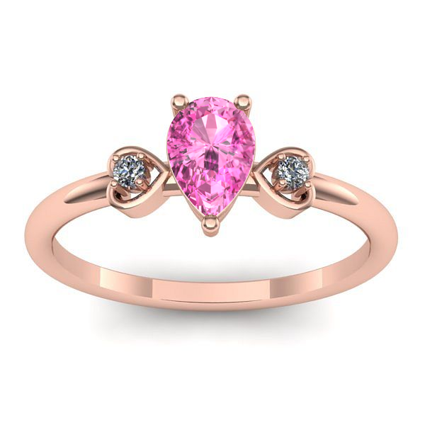 Inel logodna cu safir roz lacrima