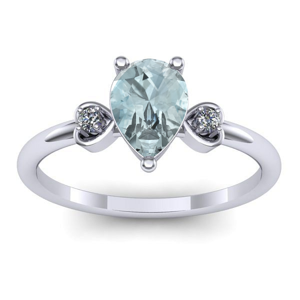 Inel logodna cu aquamarin lacrima