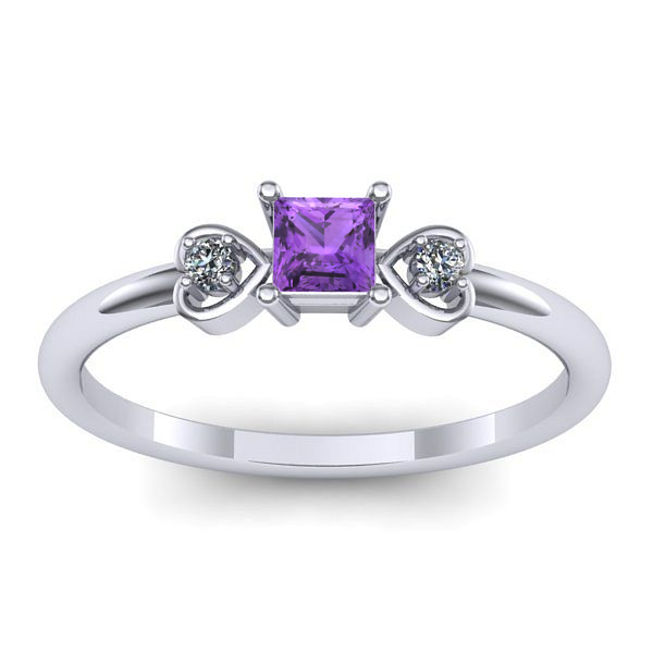 Inel logodna cu ametist patrat