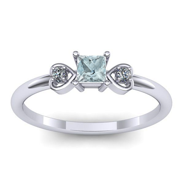 Inel cu aquamarin patrat