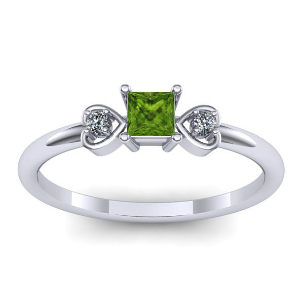 Inel cu peridot patrat