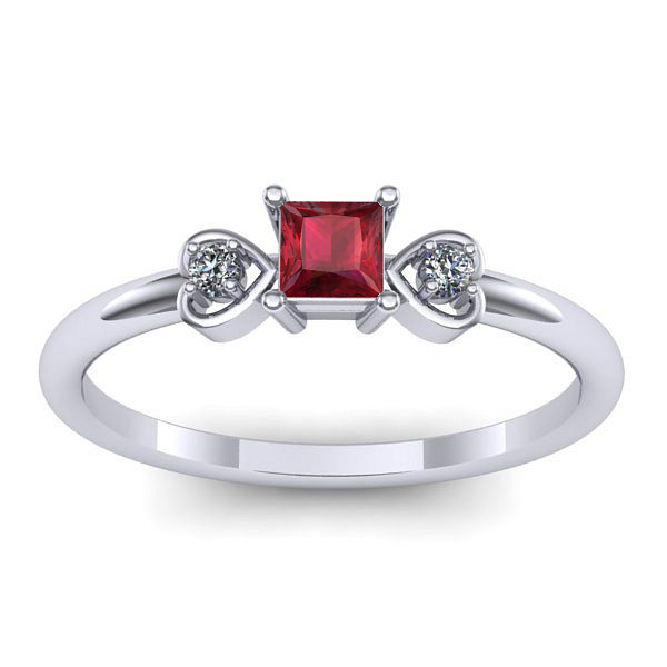 Inel cu rubin patrat