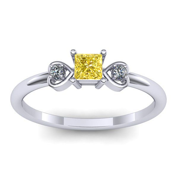 Inel logodna cu safir galben patrat