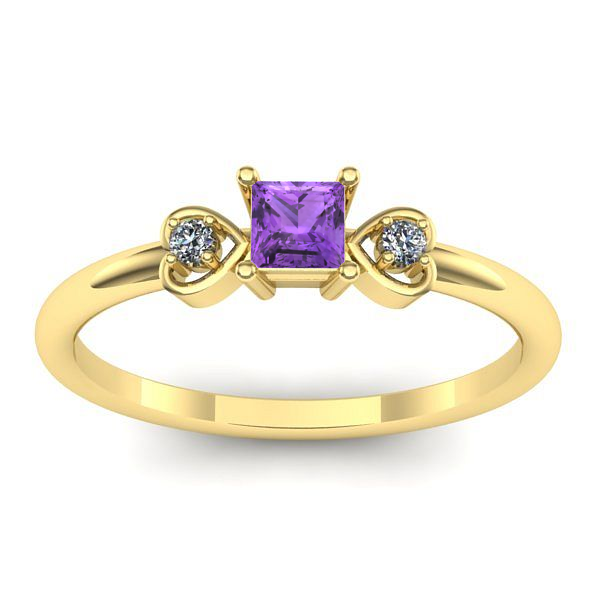 Inel cu ametist patrat