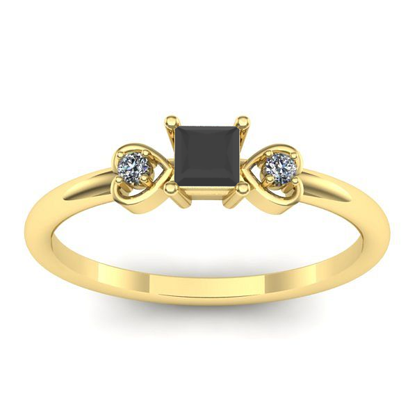 Inel cu diamant negru patrat