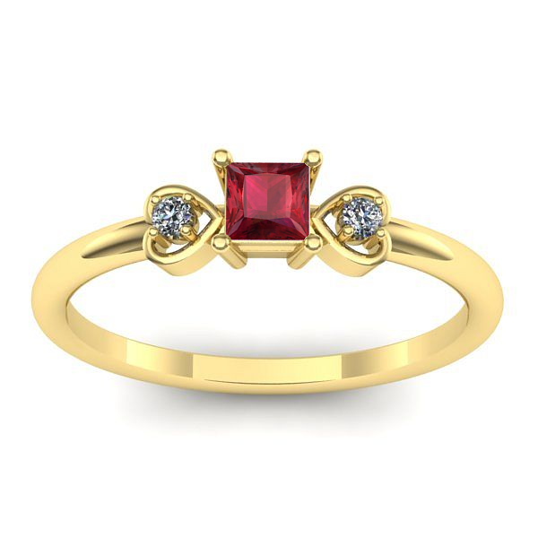 Inel cu rubin patrat