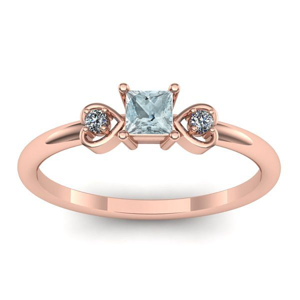 Inel cu aquamarin patrat