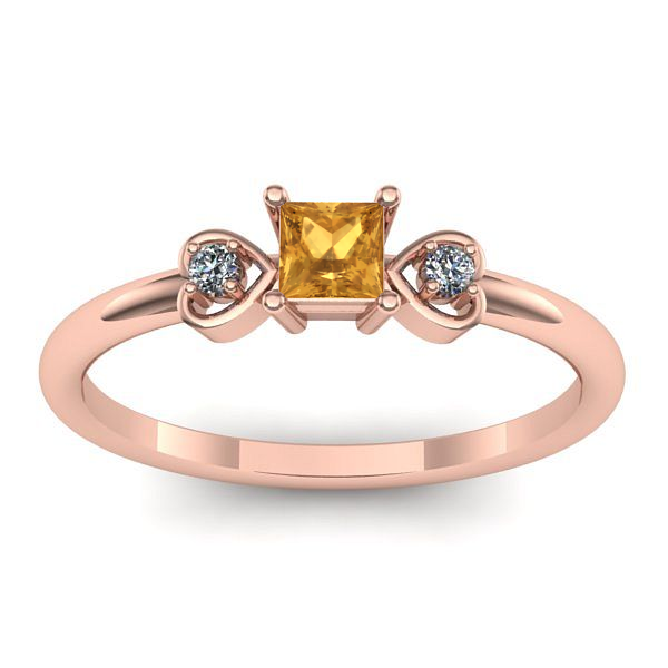 Inel cu citrin patrat