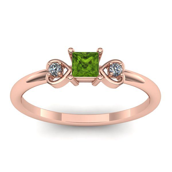 Inel cu peridot patrat